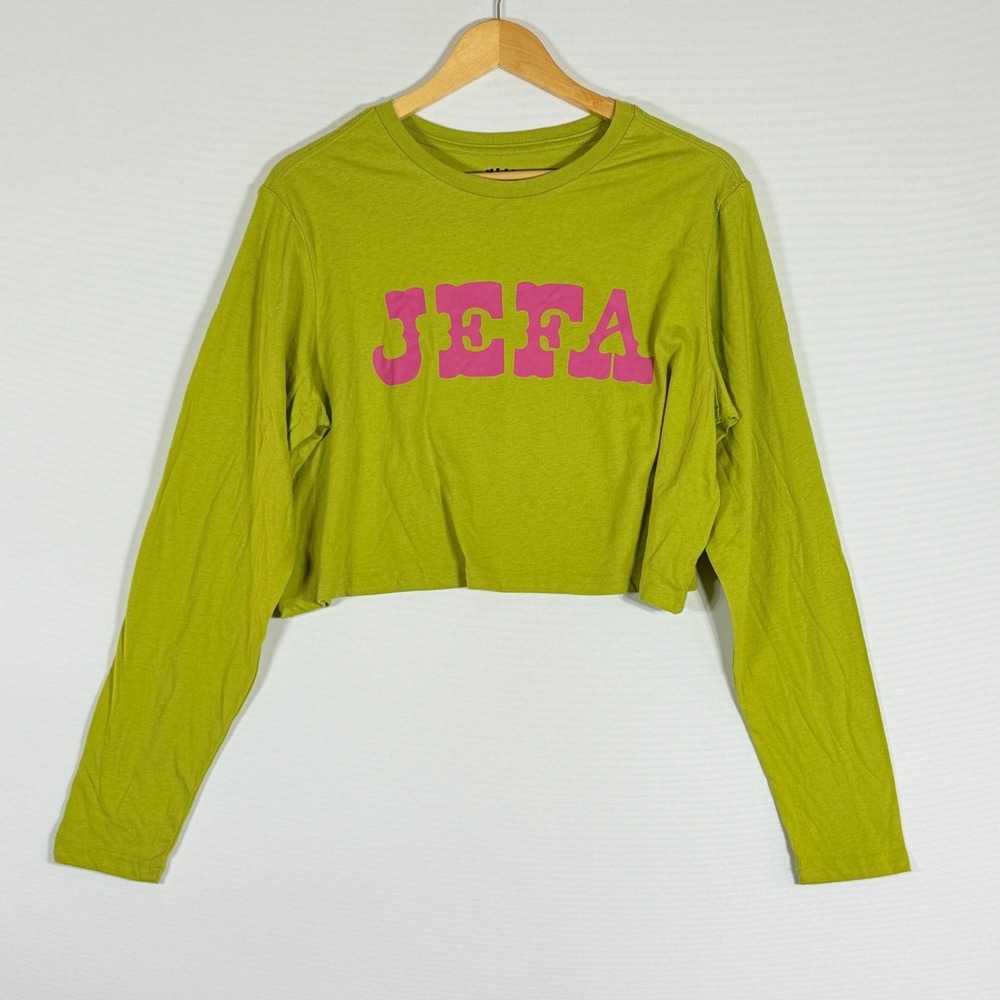 NEW Hija De‎ Tu Madre Medium Shirt Jefa Boss Cropped Long Sleeve Lime Green Pink